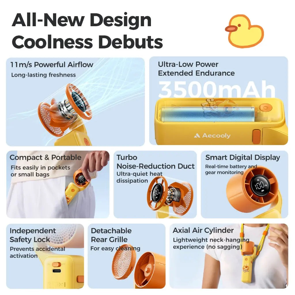 Aecooly x CapyLulu Portable Handheld Fan Air Gimbal Portable Mini Desk Fan Portable Mini Neck Fan Tech House Singapore