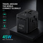 OLLOES GaN 45W Universal Travel Adapter with Extra US/EU Plug 3 x USB-C 1 x USB-A GaN Fast Charging Tech House Singapore