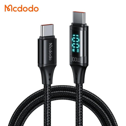 Mcdodo USB-C to USB-C Cable 100W Fast Charging (1.2M) with Digital Display CA-1100 Tech House Singapore
