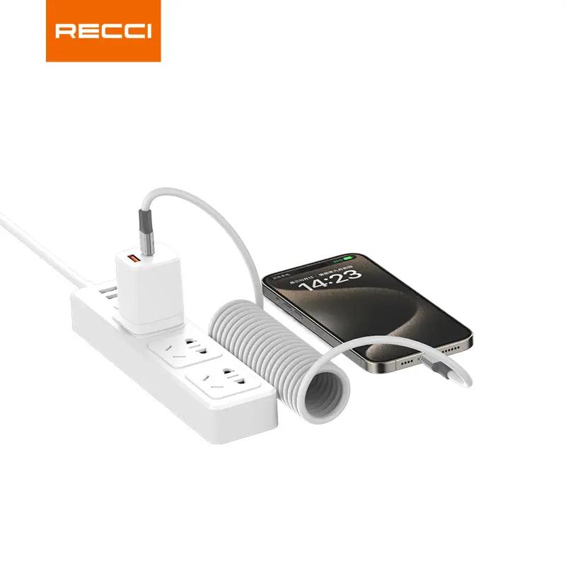 Recci USB C to C Cable PD 65W 1.8M Spring Coil Cable RS25CC Tech House Singapore