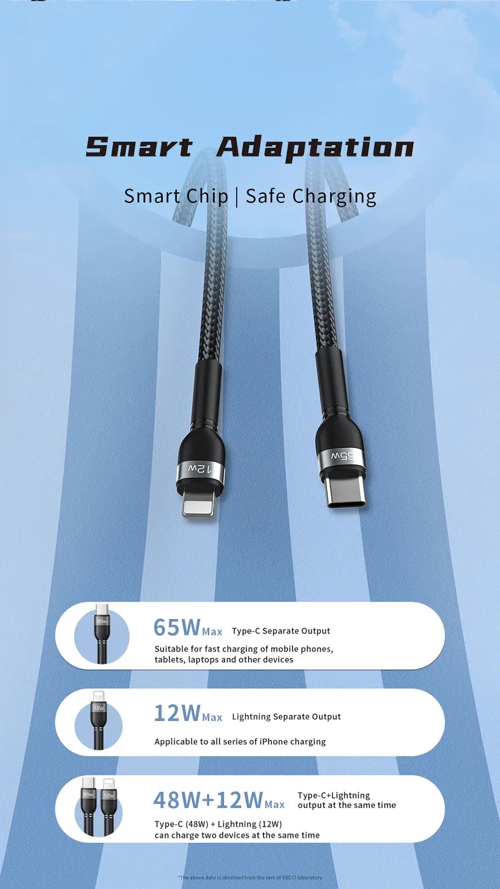 Recci 2-in-1 USB C to USB C and Lightning Cable RTC-T16 Tech House Singapore