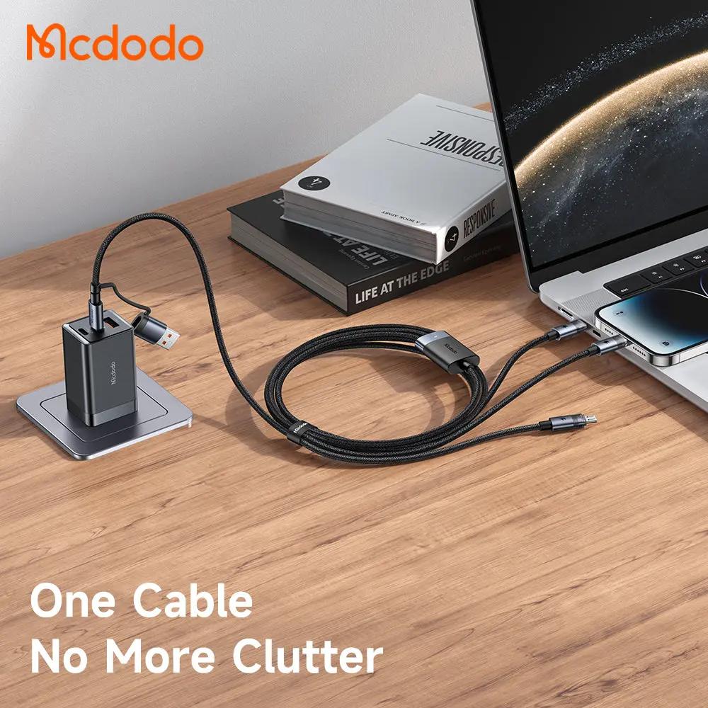 Mcdodo 2-in-3 Cable 100W Fast Charging (1.2M) Transparent Cable with Charging Light CA-7260 Tech House Singapore