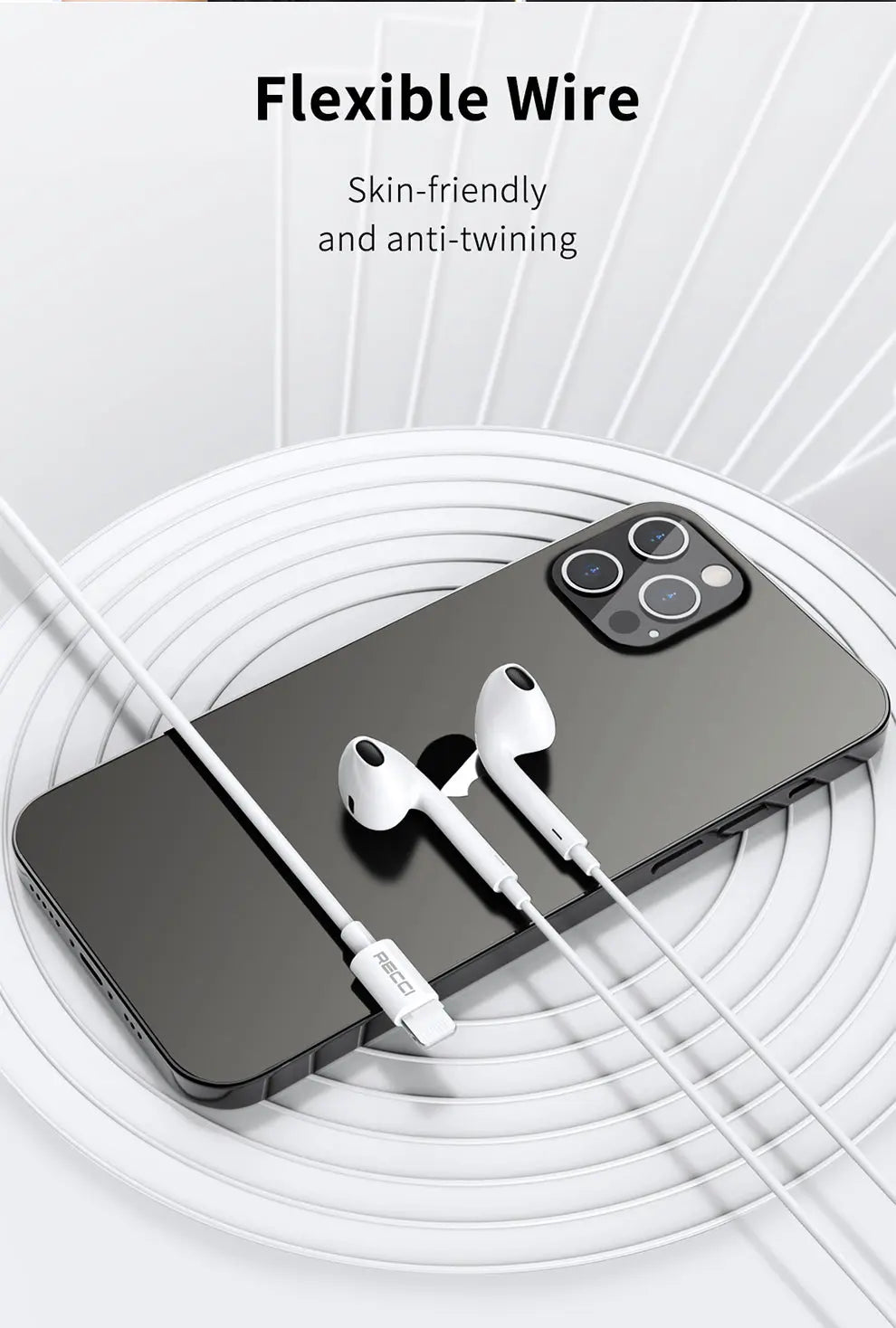 Recci Lightning Wired Earpiece REP-L28 Tech House Singapore