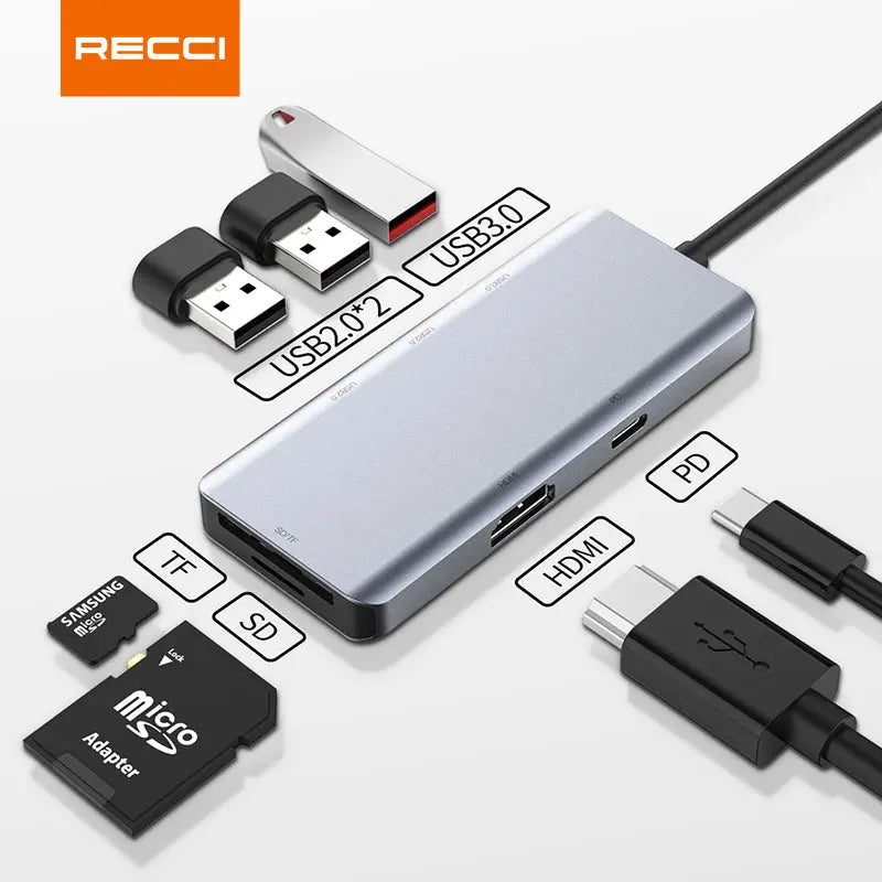 Recci 7 in 1 USB C Hub RH07 Tech House Singapore