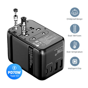 77digi 70W 3 Type-C + 2 USB All-in One Travel Adapter 77digi