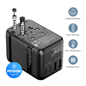 77digi 100W 3 Type-C + 2 USB All-in One Travel Adapter 77digi