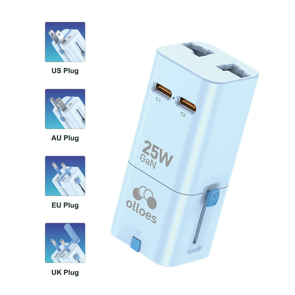 OLLOES GaN 25W Universal Travel Adapter Super Compact Tech House Singapore