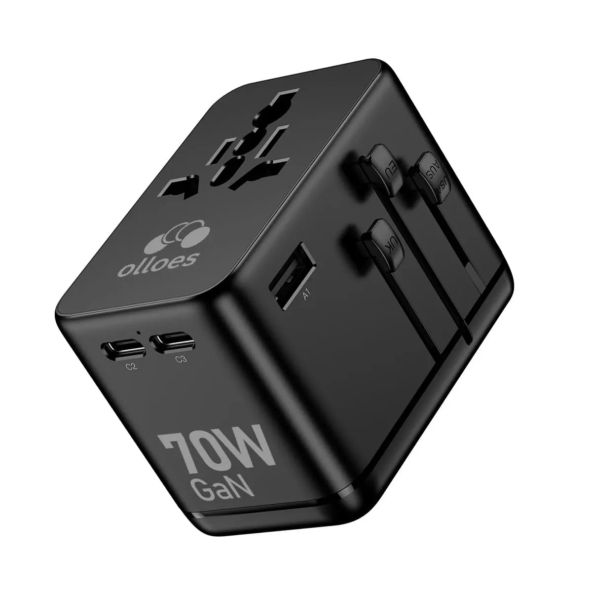 OLLOES GaN 70W Universal Travel Adapter with Extra US/EU Plug Tech House Singapore