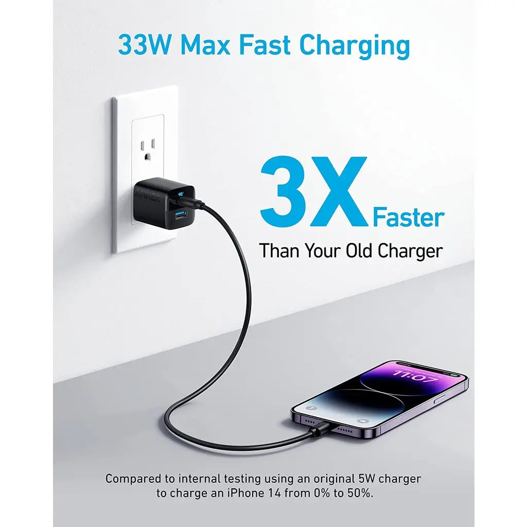 Powerport 323 USB C Charger (33W, US 2pin), 2 Port Compact Charger - Anker Singapore