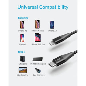 PowerLine+ II USB-C to Lightning Cable 3ft/0.9m Braided Nylon Fast Charging Cable A8652 - Anker Singapore