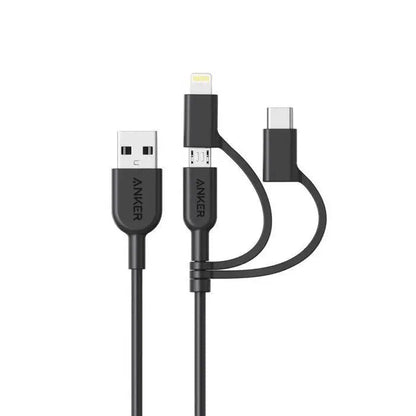 Powerline II 3-in-1 USB Cable 3ft ( IP Cable / Type C / Micro ) - Anker Singapore