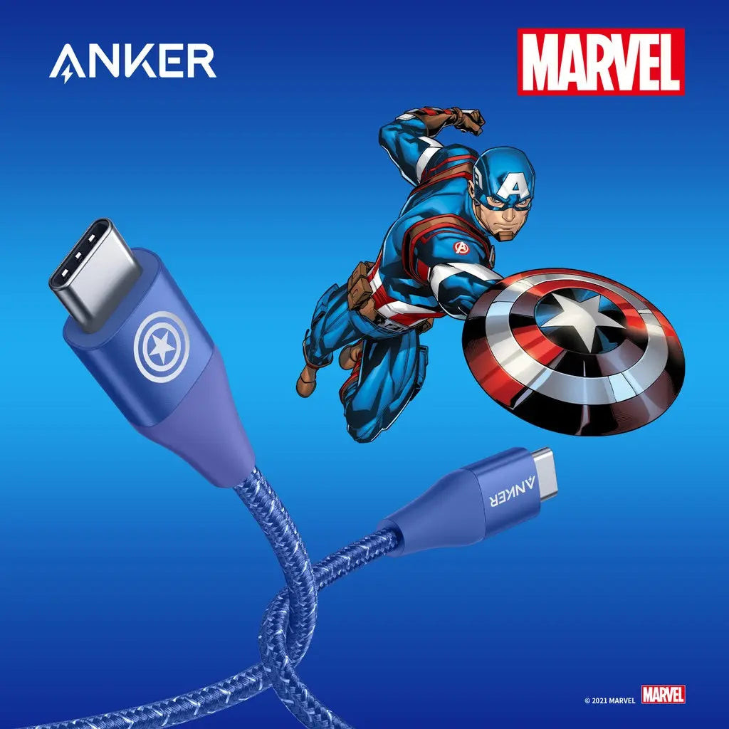 Marvel PowerLine+ II USB-C to USB-C Braided Cable 3ft 60W A9547 - Anker Singapore