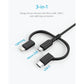 Powerline II 3-in-1 USB Cable 3ft ( IP Cable / Type C / Micro ) - Anker Singapore