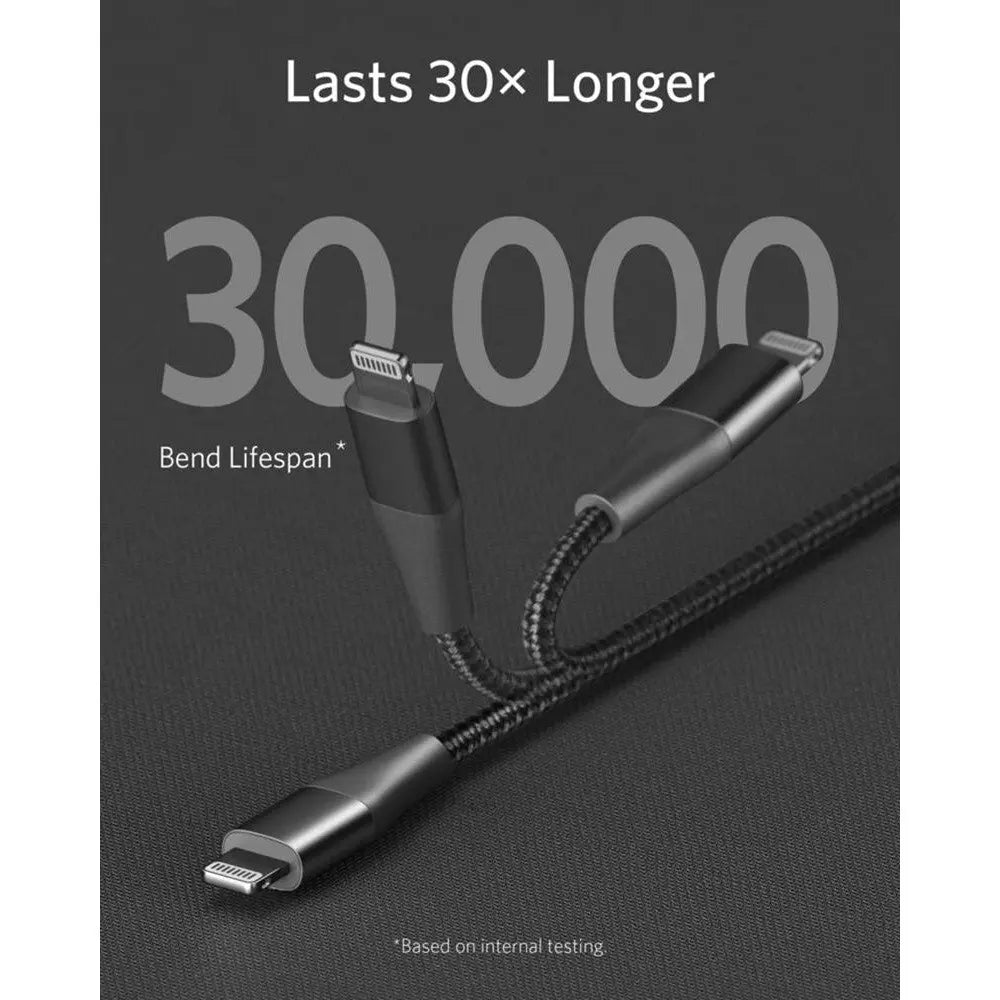 PowerLine+ II USB-C to Lightning Cable 3ft/0.9m Braided Nylon Fast Charging Cable A8652 - Anker Singapore