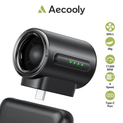 Aecooly Powerful Type C Phone Fan Air Mate 17000 RPM High Speed 4 Speed Mini Universal Portable USB C Port Fan Tech House Singapore
