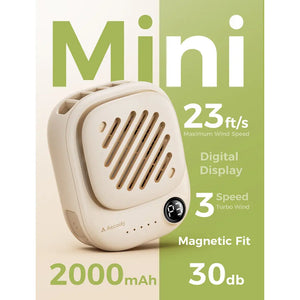 Aecooly Mini Portable Neck Fan, Mighty Hands Free Fan, Magnetic Fit Click 01 USB Rechargeable 10H Max Portable Fan Tech House Singapore