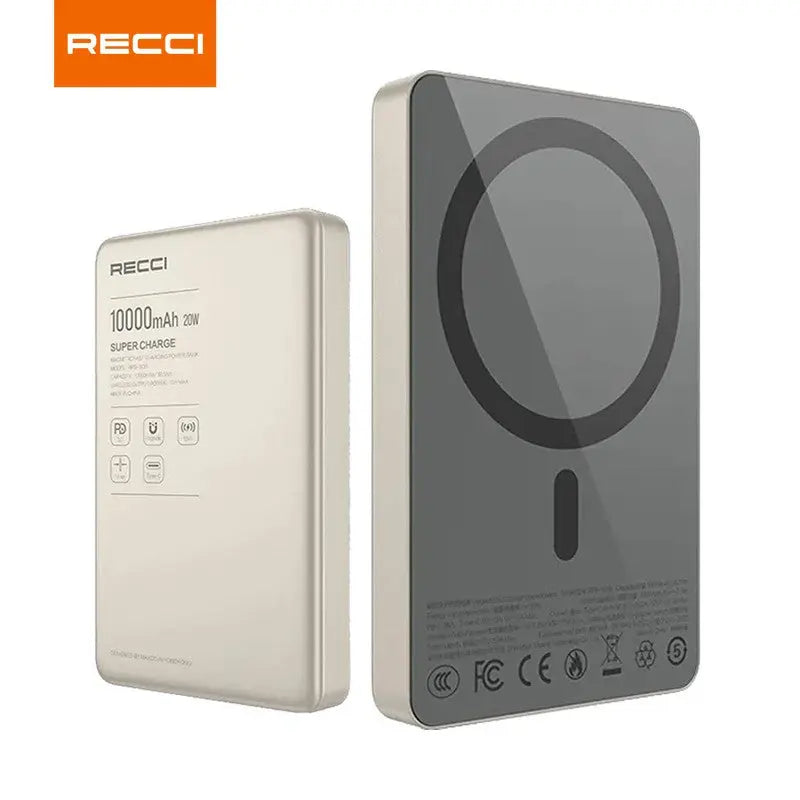 [CCC Power Bank] Recci 10000mAh Magnetic Power Bank PD 20W Fast Charging with Wireless Charging 3C Certified (RPB-W36) Tech House Singapore