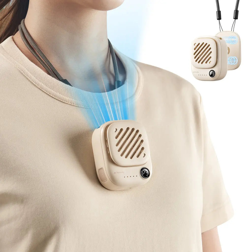 Aecooly Mini Portable Neck Fan, Mighty Hands Free Fan, Magnetic Fit Click 01 USB Rechargeable 10H Max Portable Fan Tech House Singapore