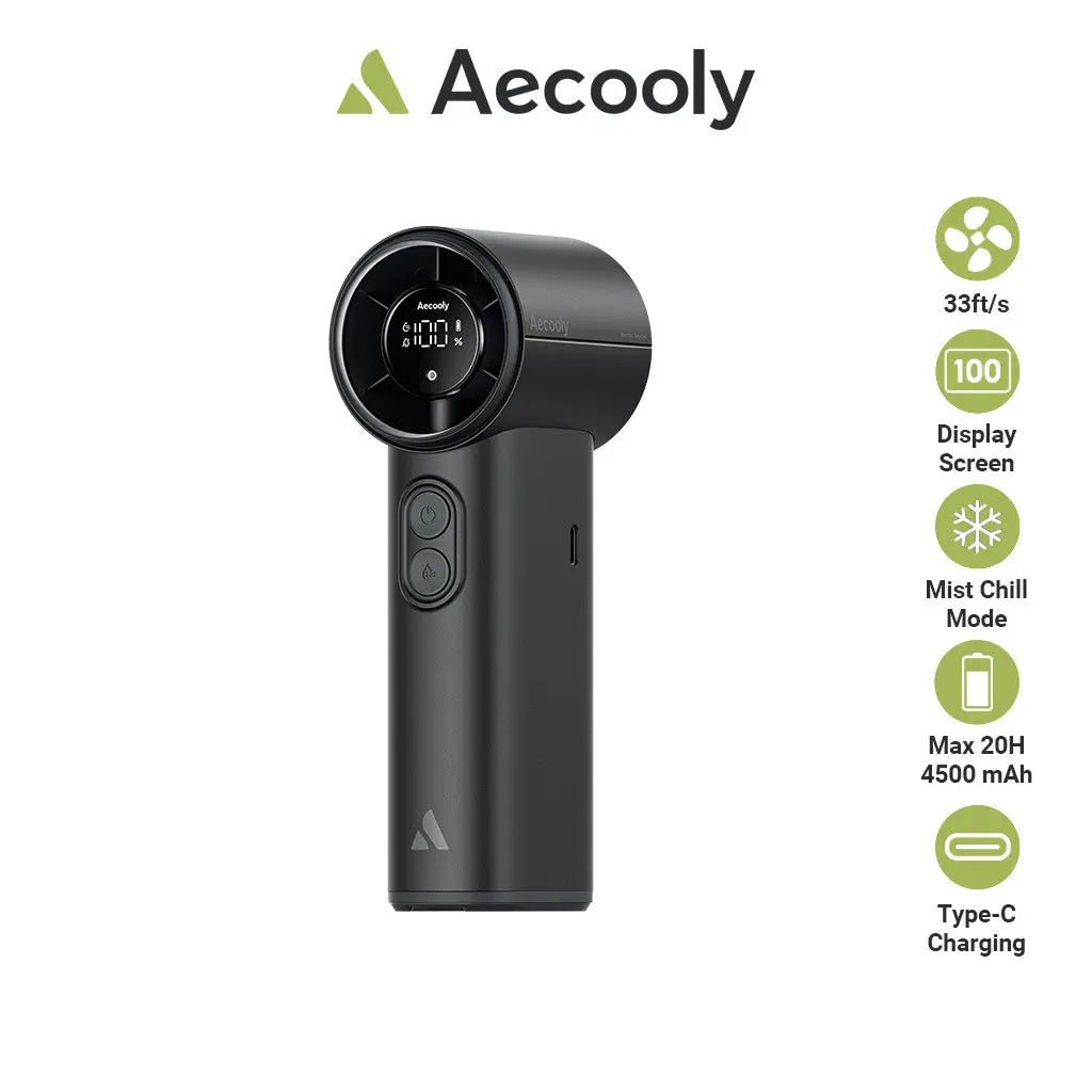 Aecooly Portable Misting Fan Cold Air Mist Chill High Speed Wind Portable Fan Rechargeable Turbo Fan Mini Fan Tech House Singapore