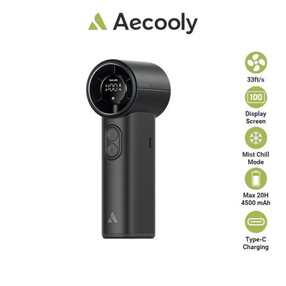 Aecooly Portable Misting Fan Cold Air Mist Chill High Speed Wind Portable Fan Rechargeable Turbo Fan Mini Fan Tech House Singapore