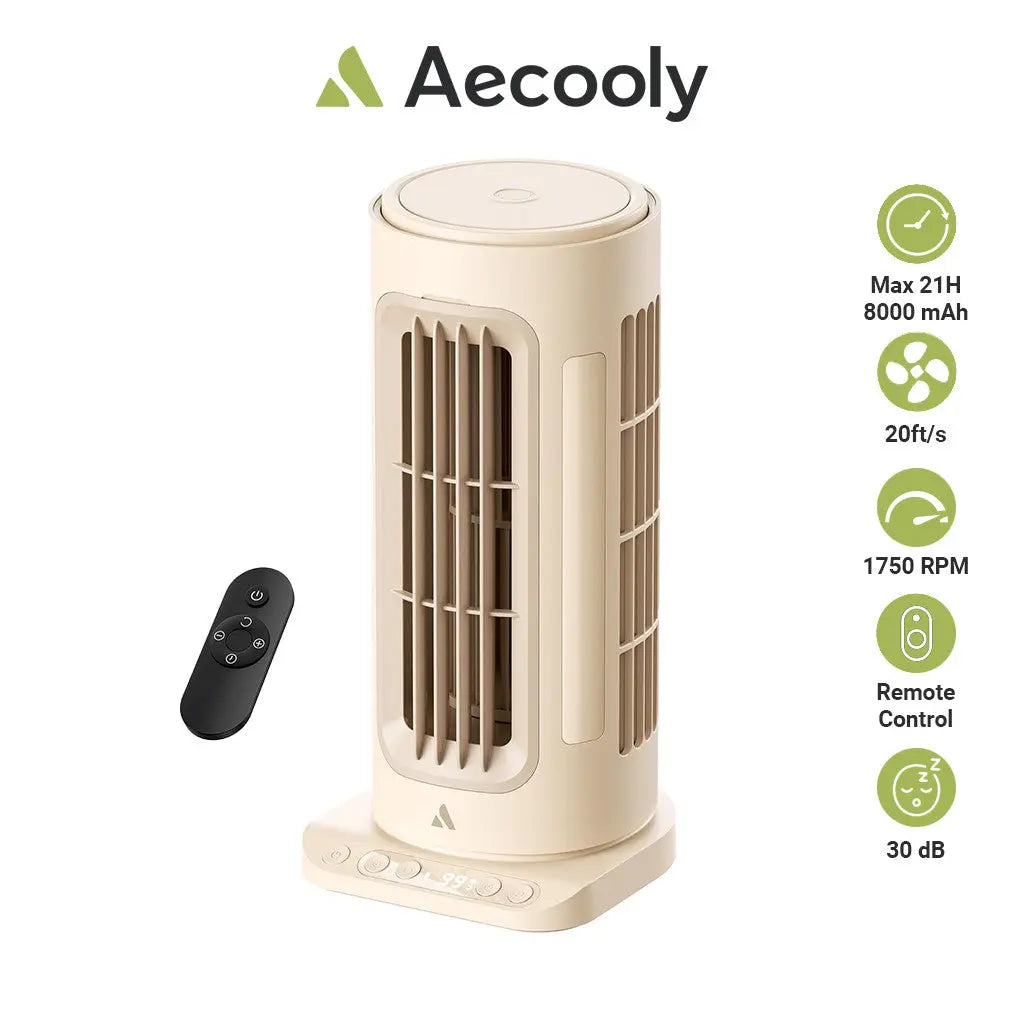 Aecooly Powerful Tower Fan Tower 02 Portable Desk Fan Table Fan Portable Fan Rechargeable Tech House Singapore