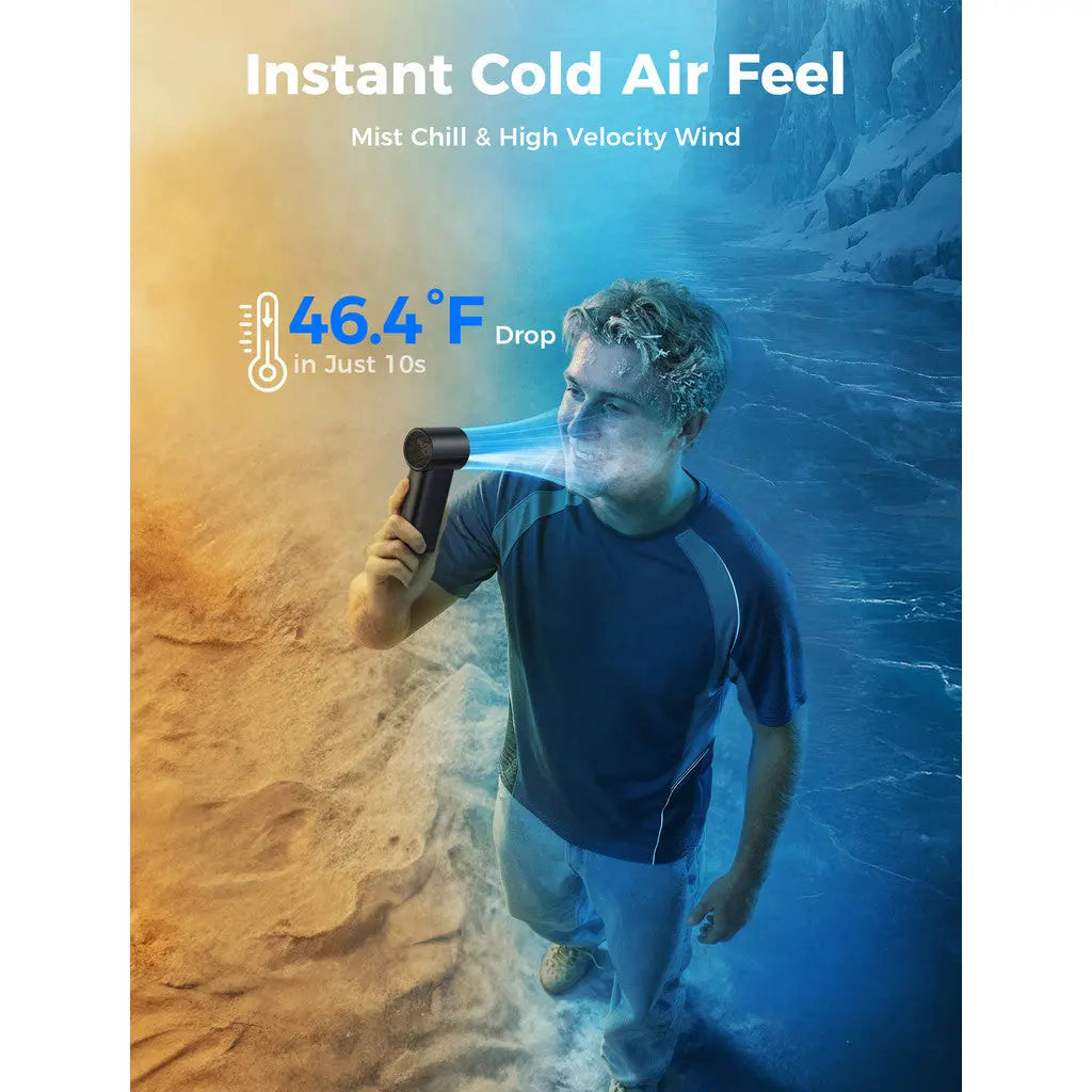 Aecooly Portable Misting Fan Cold Air Mist Chill High Speed Wind Portable Fan Rechargeable Turbo Fan Mini Fan Tech House Singapore