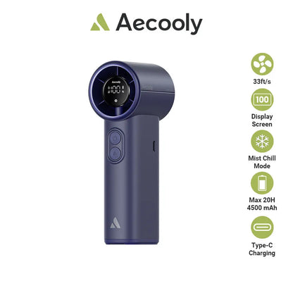 Aecooly Portable Misting Fan Cold Air Mist Chill High Speed Wind Portable Fan Rechargeable Turbo Fan Mini Fan Tech House Singapore