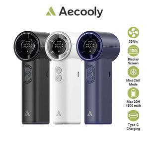 Aecooly Portable Misting Fan Cold Air Mist Chill High Speed Wind Portable Fan Rechargeable Turbo Fan Mini Fan Tech House Singapore
