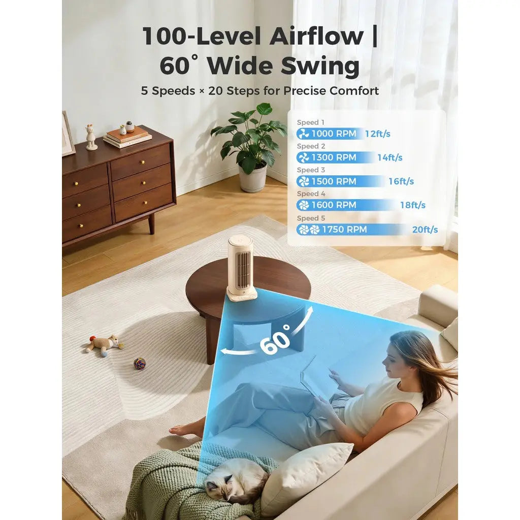 Aecooly Powerful Tower Fan Tower 02 Portable Desk Fan Table Fan Portable Fan Rechargeable Tech House Singapore
