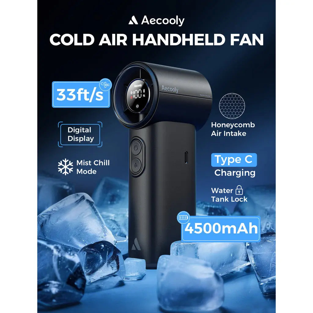 Aecooly Portable Misting Fan Cold Air Mist Chill High Speed Wind Portable Fan Rechargeable Turbo Fan Mini Fan Tech House Singapore