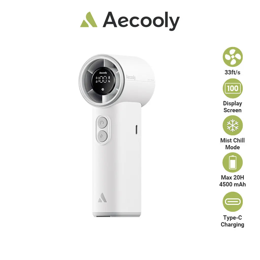 Aecooly Portable Misting Fan Cold Air Mist Chill High Speed Wind Portable Fan Rechargeable Turbo Fan Mini Fan Tech House Singapore