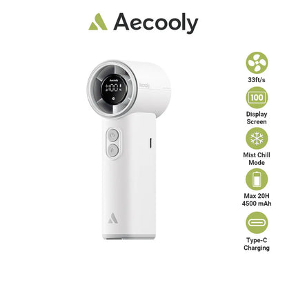 Aecooly Portable Misting Fan Cold Air Mist Chill High Speed Wind Portable Fan Rechargeable Turbo Fan Mini Fan Tech House Singapore