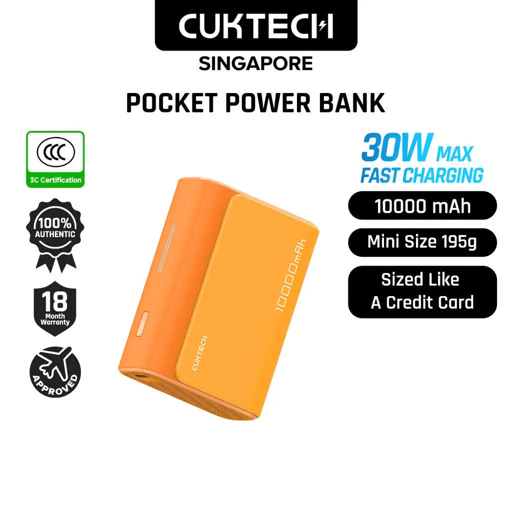 CUKTECH Mini Pocket Power Bank 30W Fast Charging 10000mAh Powerbank Compact Portable Charger Tech House Singapore