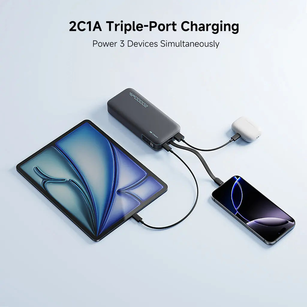 [CCC Power Bank] CUKTECH CP24 Power Bank 20000mAh 40W Fast Charging Built-in USB-C Cable Powerbank Portable Charger Tech House Singapore