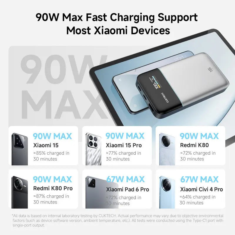 [CCC Power Bank] CUKTECH 15 Air Power Bank 90W Fast Charging 15000mAh Powerbank Portable Charger Tech House Singapore