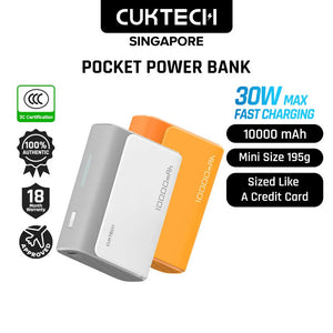 CUKTECH Mini Pocket Power Bank 30W Fast Charging 10000mAh Powerbank Compact Portable Charger Tech House Singapore