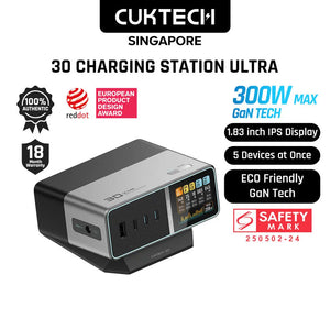 CUKTECH 30 Charging Station Ultra Multi-Port 300W Max Fast Charging for Gaming Laptop Tablet Phone Tech House Singapore