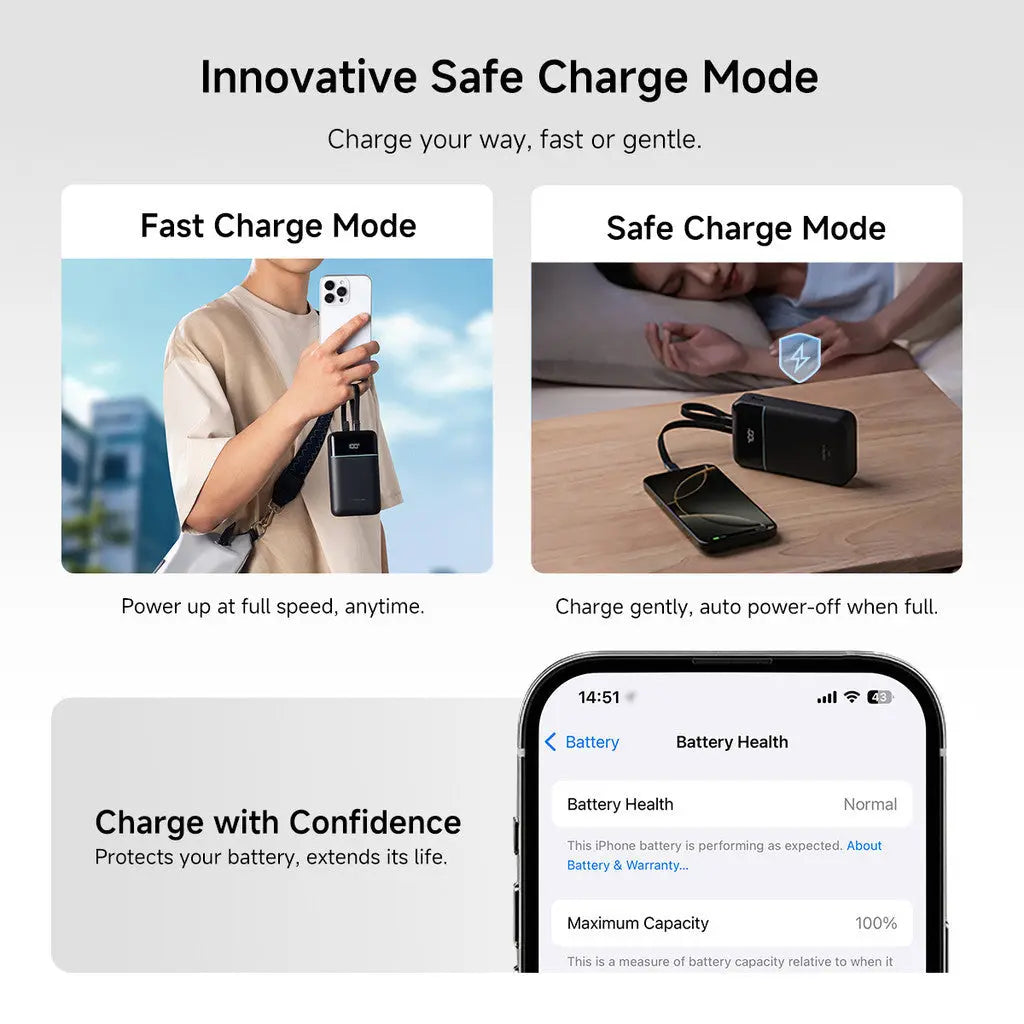 [CCC Power Bank] CUKTECH CP24 Dual Power Bank 20000mAh 40W Fast Charging Built-in Dual Cables Powerbank Portable Charger Tech House Singapore