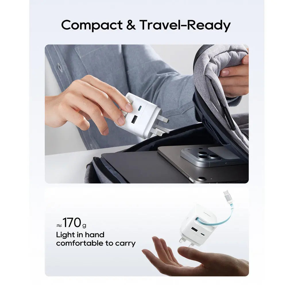 CUKTECH 67W CP6 GaN Charger Fast Charging Built-in Retractable USB-C Cable PPS Wall Charger Tech House Singapore