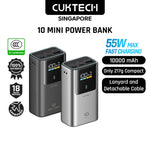 [CCC Power Bank] CUKTECH 10 Mini Power Bank 55W Fast Charging 10000mAh Powerbank Portable Charger Tech House Singapore
