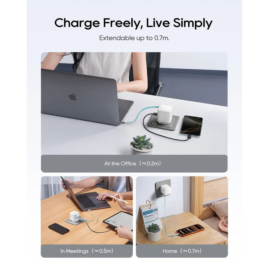 CUKTECH 67W CP6 GaN Charger Fast Charging Built-in Retractable USB-C Cable PPS Wall Charger Tech House Singapore