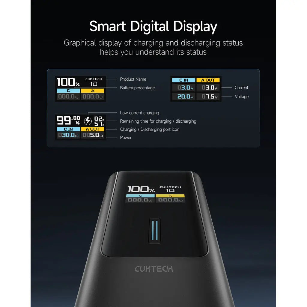 [CCC Power Bank] CUKTECH 10 Power Bank 150W Fast Charging 10000mAh Powerbank Portable Charger Tech House Singapore