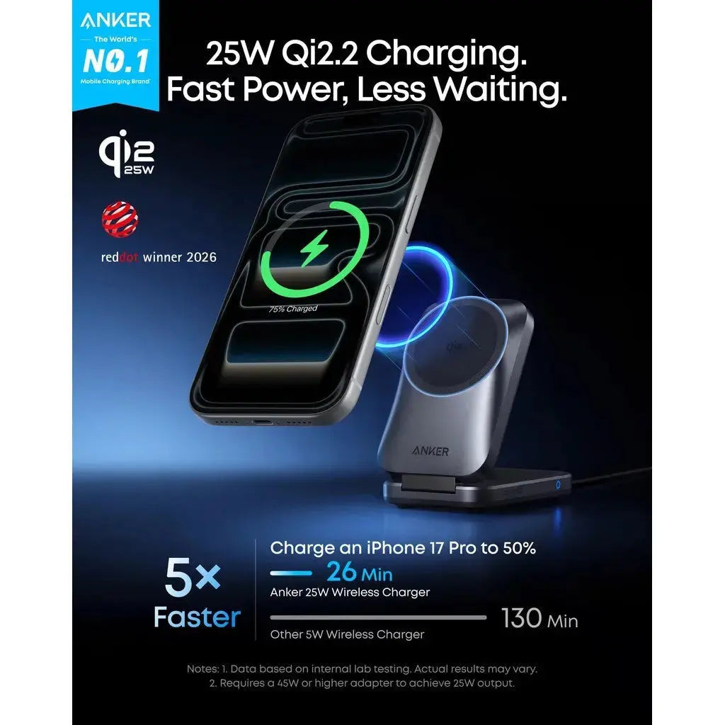 Anker Prime 3-in-1 Wireless Charging Station MagGo 25W Qi2.2 AirCool Foldable Magnetic Wireless Charger B25N1 --- Singapore