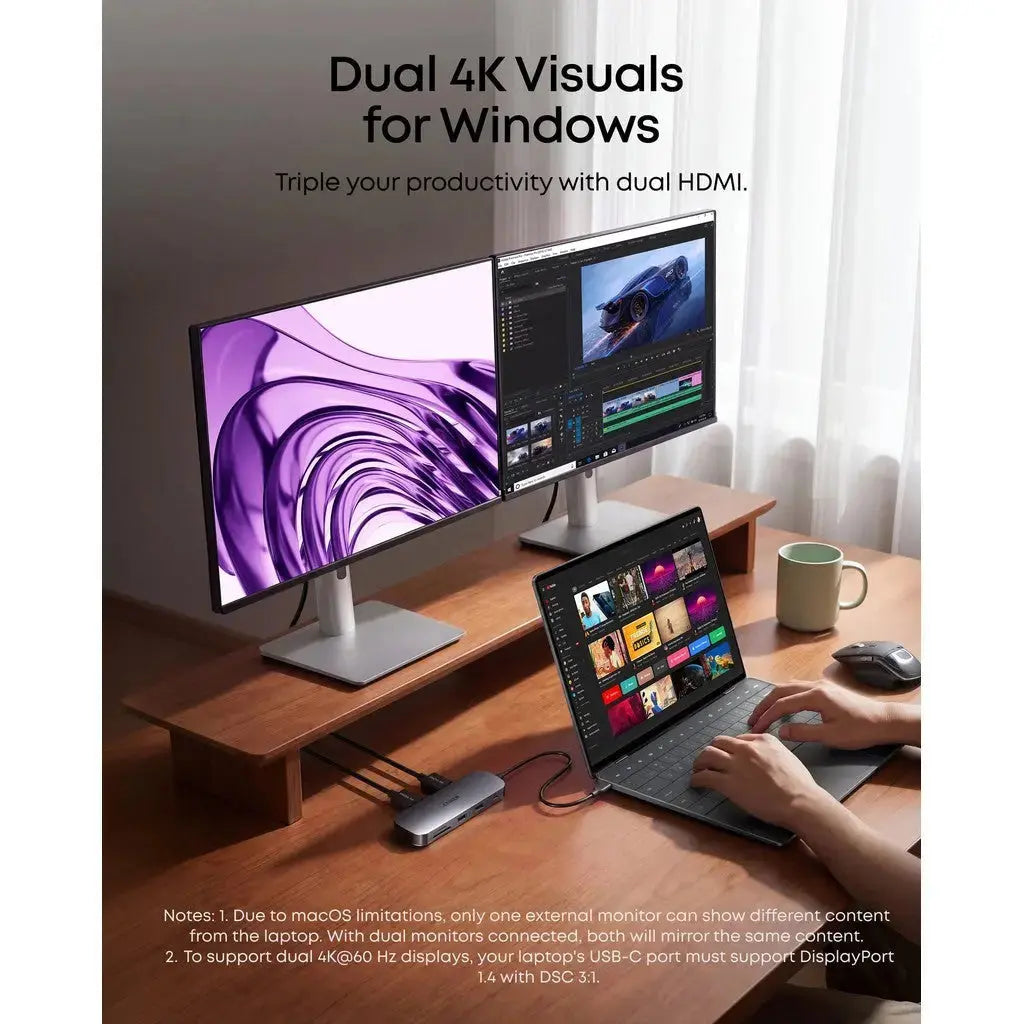 Anker Nano USB-C Hub, 8-in-1 Dual Display, 4K 60Hz 85W Power Delivery A210B Tech House Singapore