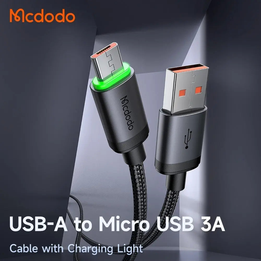 Mcdodo Micro USB Cable Fast Charging Braided Nylon Data Cable with Charging Light CA-3990 Tech House Singapore
