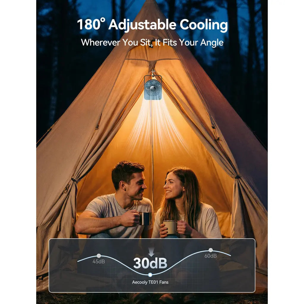 Aecooly Mini Portable Desk Fan USB Table Fan 4 Speeds Rechargeable 11H 180° Adjustable Battery Powered Tech House Singapore