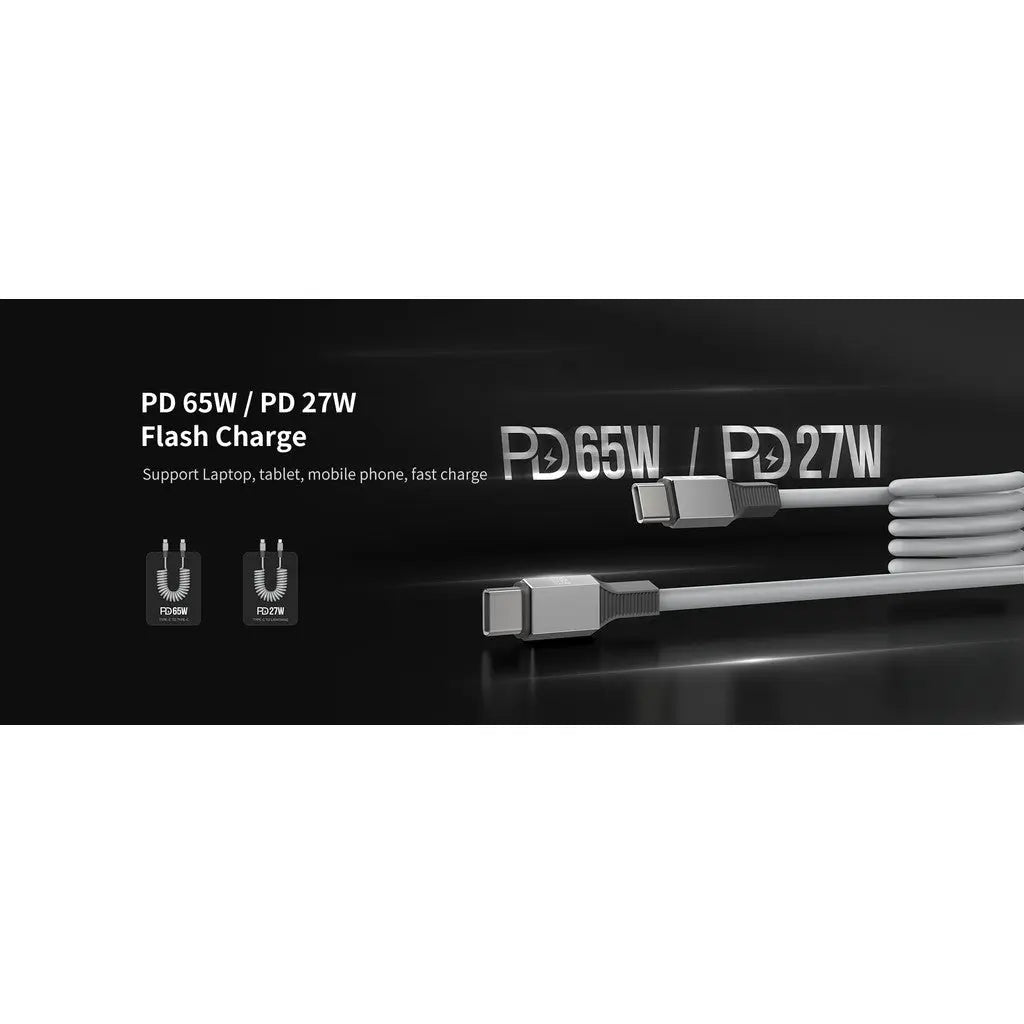 Recci PD 27W Type C To 8-Pin Cable Cable 1.8m Up to 480Mbps RS25CL Tech House Singapore