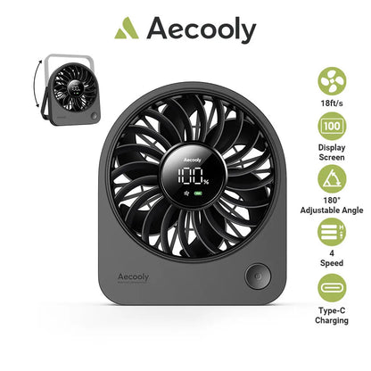 Aecooly Mini Portable Desk Fan USB Table Fan 4 Speeds Rechargeable 11H 180° Adjustable Battery Powered Tech House Singapore