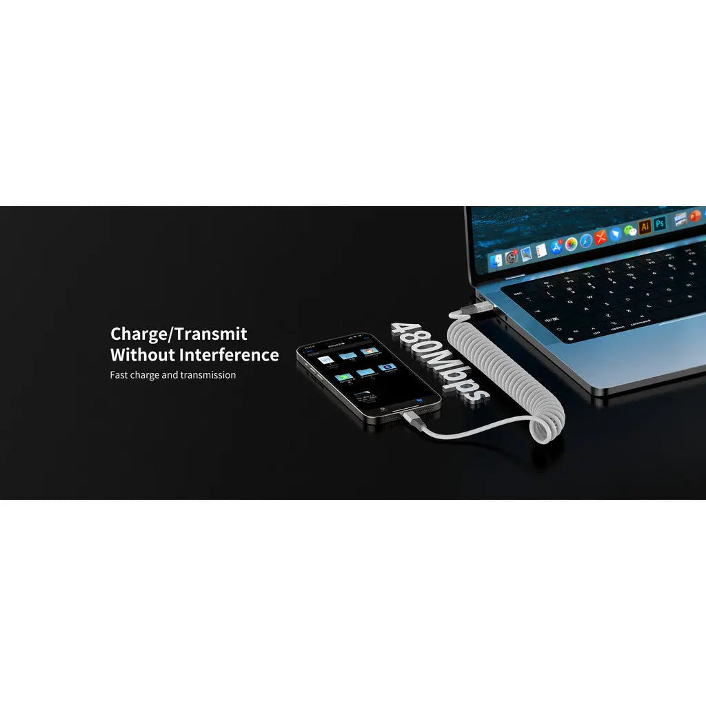 Recci PD 27W Type C To 8-Pin Cable Cable 1.8m Up to 480Mbps RS25CL Tech House Singapore