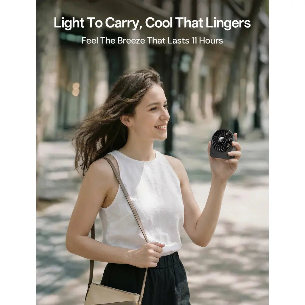 Aecooly Mini Portable Desk Fan USB Table Fan 4 Speeds Rechargeable 11H 180° Adjustable Battery Powered Tech House Singapore